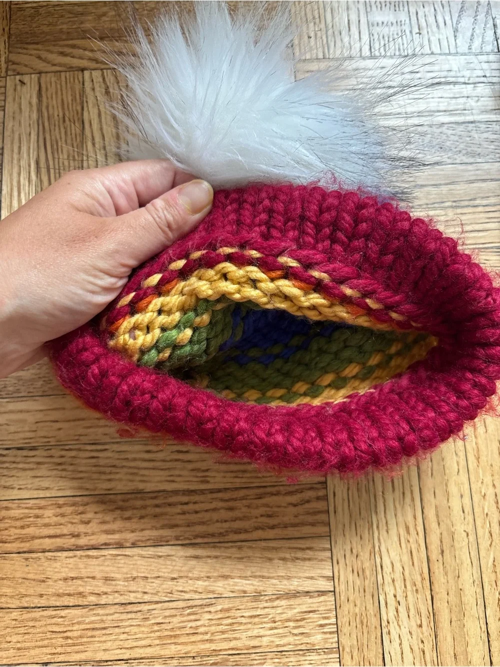 Infant Rainbow Knit Pom Beanie - Multicolor
